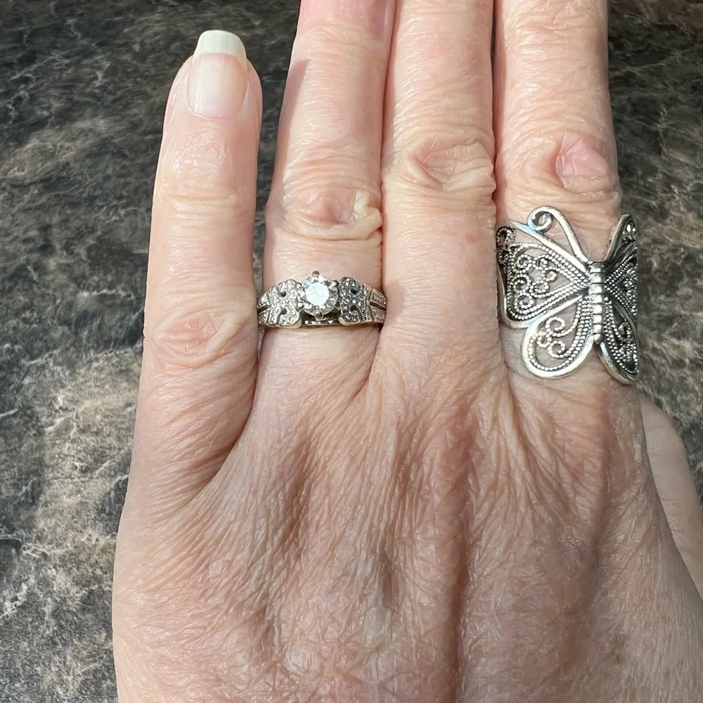 Sterling-Style Silver Butterfly Ring - Women's Fashion Band